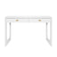 Worlds Away Two Drawer Desk With Fluted Detail In Matte White Lacquer