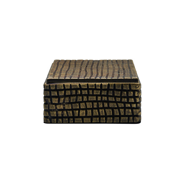 Worlds Away Small Brass Aluminum Box With Reptile Texture