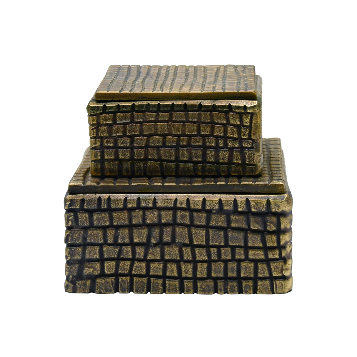 Worlds Away Small Brass Aluminum Box With Reptile Texture