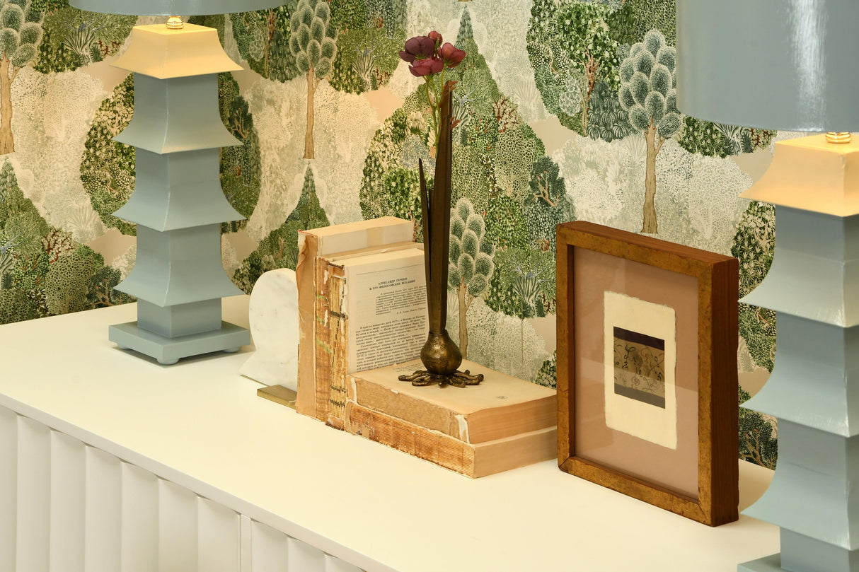 Worlds Away Blue Tole Pagoda Lamp