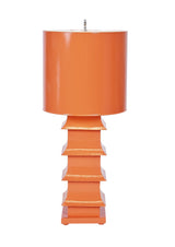 Worlds Away PAGODA LAMP LARGE WITH METAL SHADE ORANGE