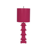 Worlds Away Hot Pink Tole Pagoda Lamp