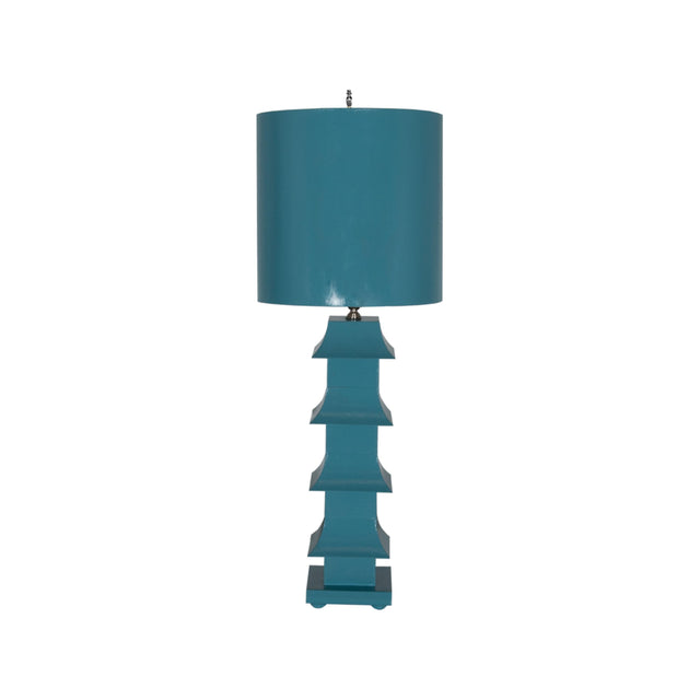 Worlds Away Turquoise Tole Pagoda Lamp