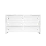 Worlds Away Six Drawer Chest W. Acrylic Harware In White Lacquer