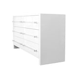 Worlds Away Six Drawer Chest W. Acrylic Harware In White Lacquer