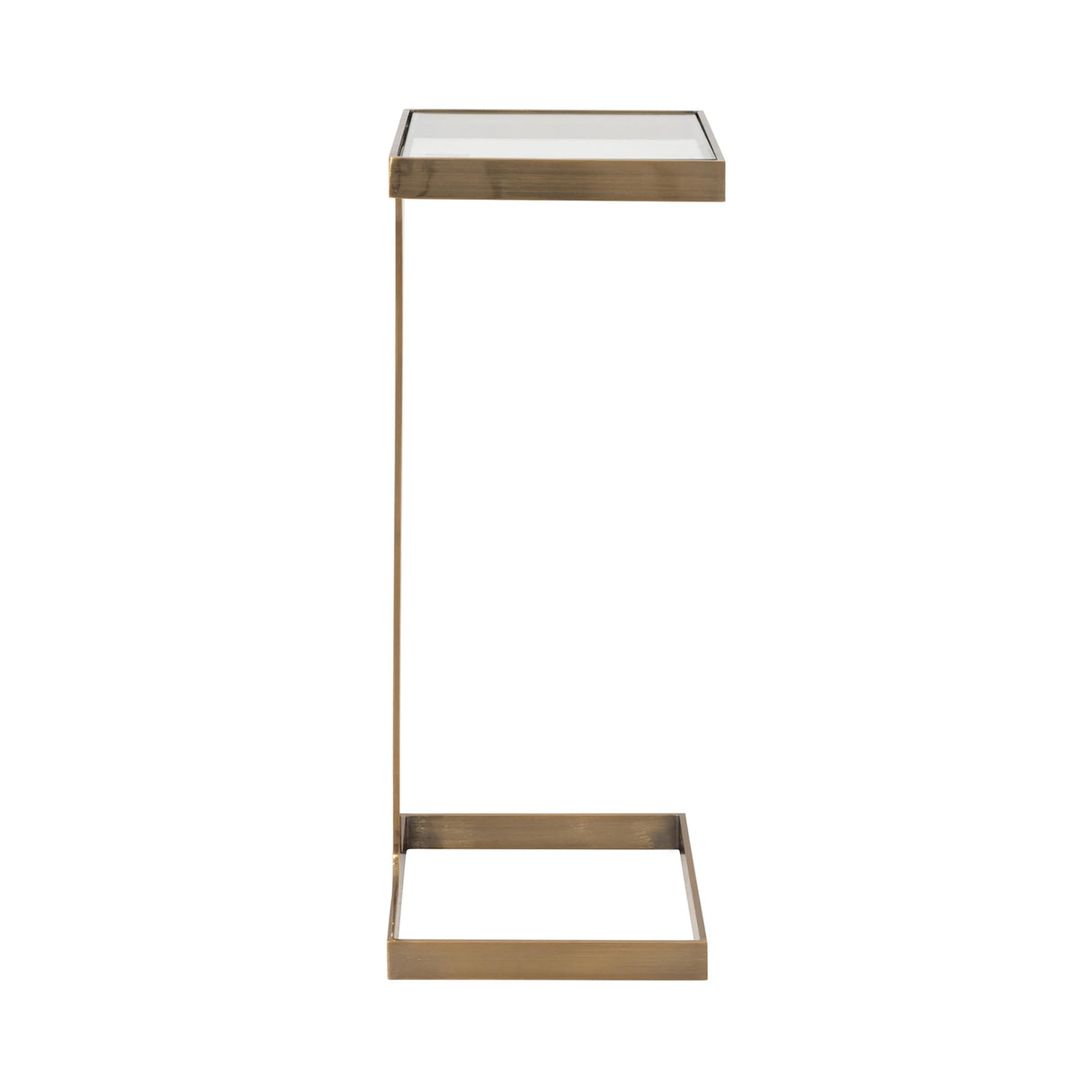 Worlds Away Glass Top Square Cigar Table In Antique Brass