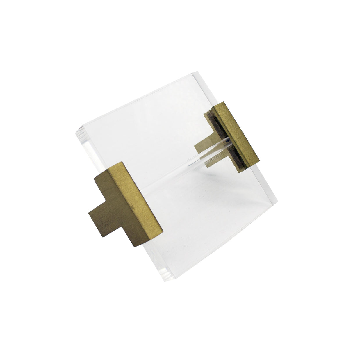 Worlds Away Acrylic Square Handle With Antique Brass Brackets