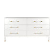 Worlds Away Six Drawer Chest In Textured White Linen With Antique Brass And Acrylic Hardware