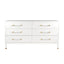 Worlds Away Six Drawer Chest In Textured White Linen With Antique Brass And Acrylic Hardware