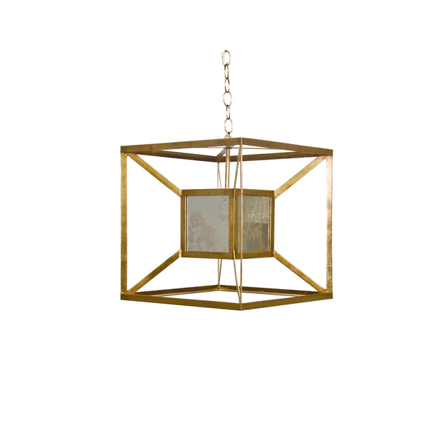 Worlds Away Gold Leafed Iron Box Chandelier Pendant