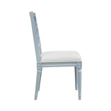 Worlds Away Coral Motif Back Dining Chair With White Linen Seat In Matte Light Blue Lacquer