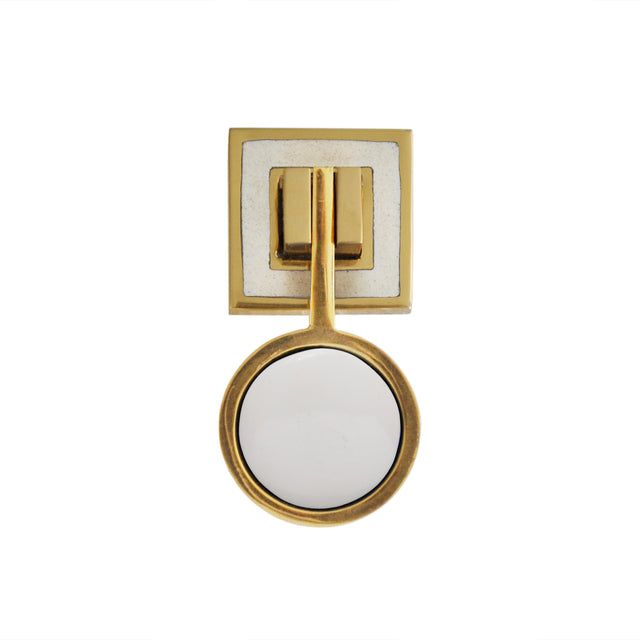 Worlds Away Brass Pull Knob With Inset Resin In Cream