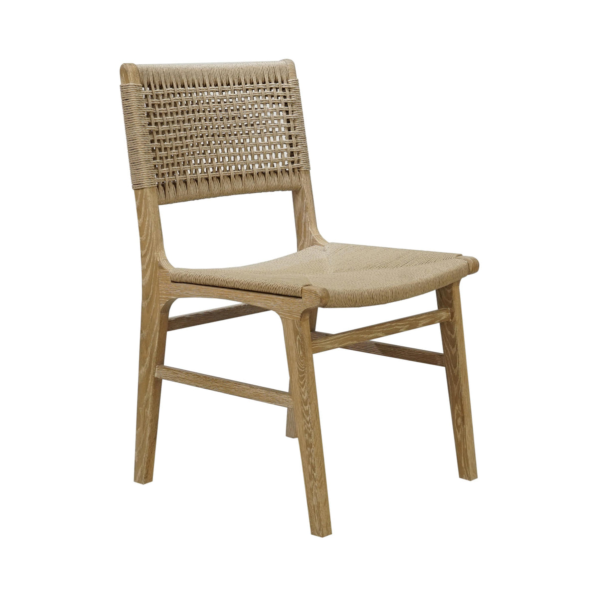 Worlds Away Rattan Wrapped Dining Chair In Matte Cerused Oak ...