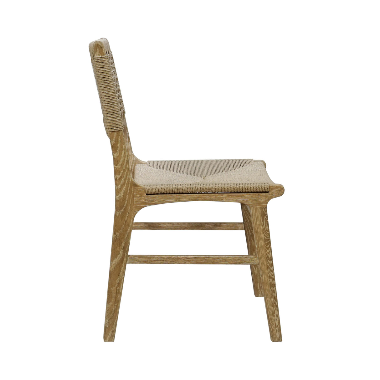 Worlds Away Rattan Wrapped Dining Chair In Matte Cerused Oak