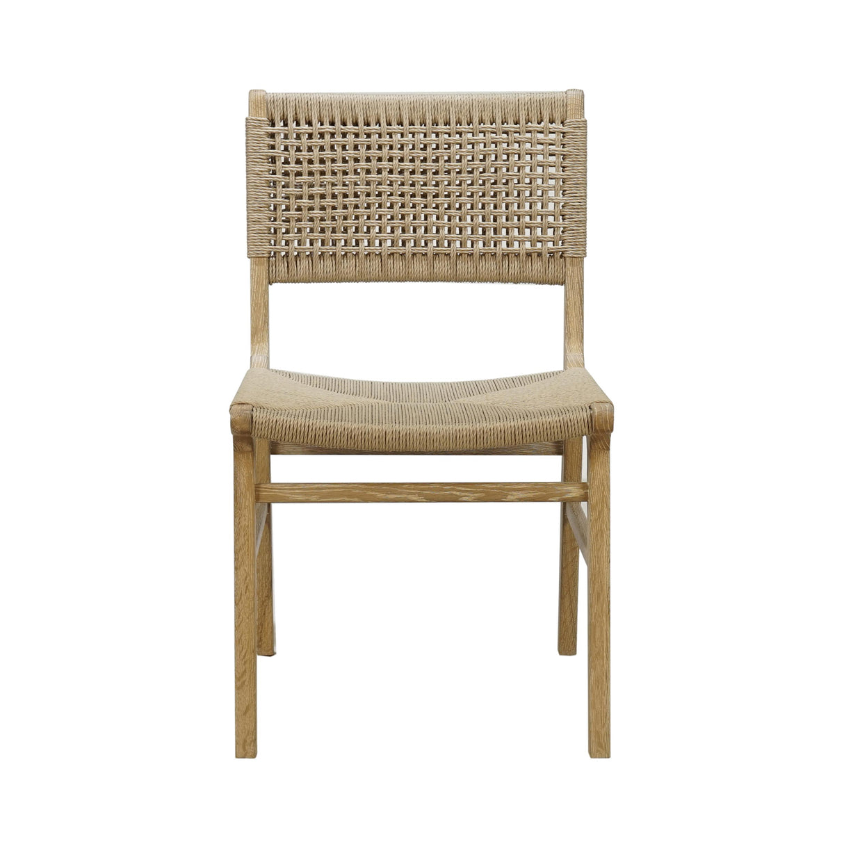 Worlds Away Rattan Wrapped Dining Chair In Matte Cerused Oak