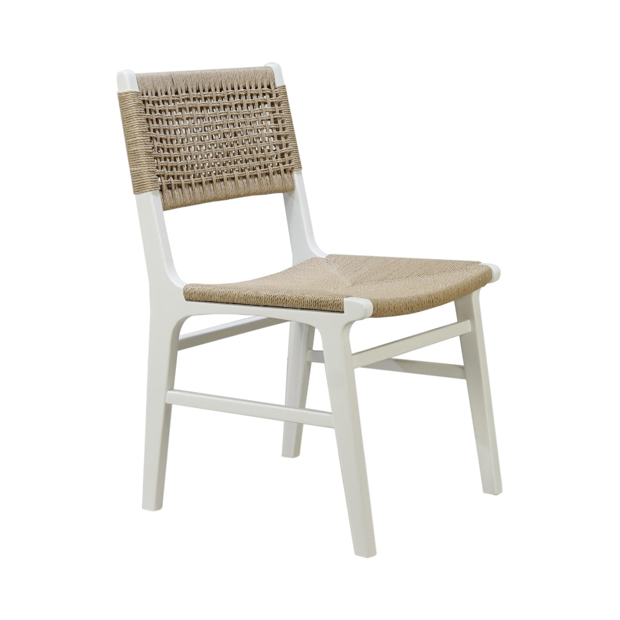 Worlds Away Rattan Wrapped Dining Chair In Matte White Lacquer