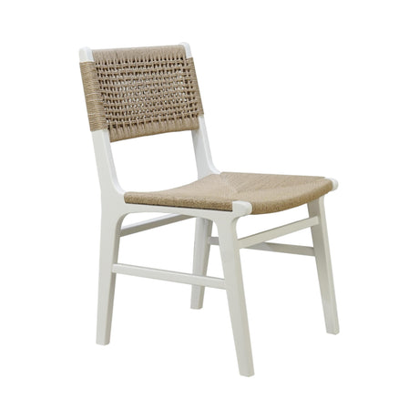 Worlds Away Rattan Wrapped Dining Chair In Matte White Lacquer
