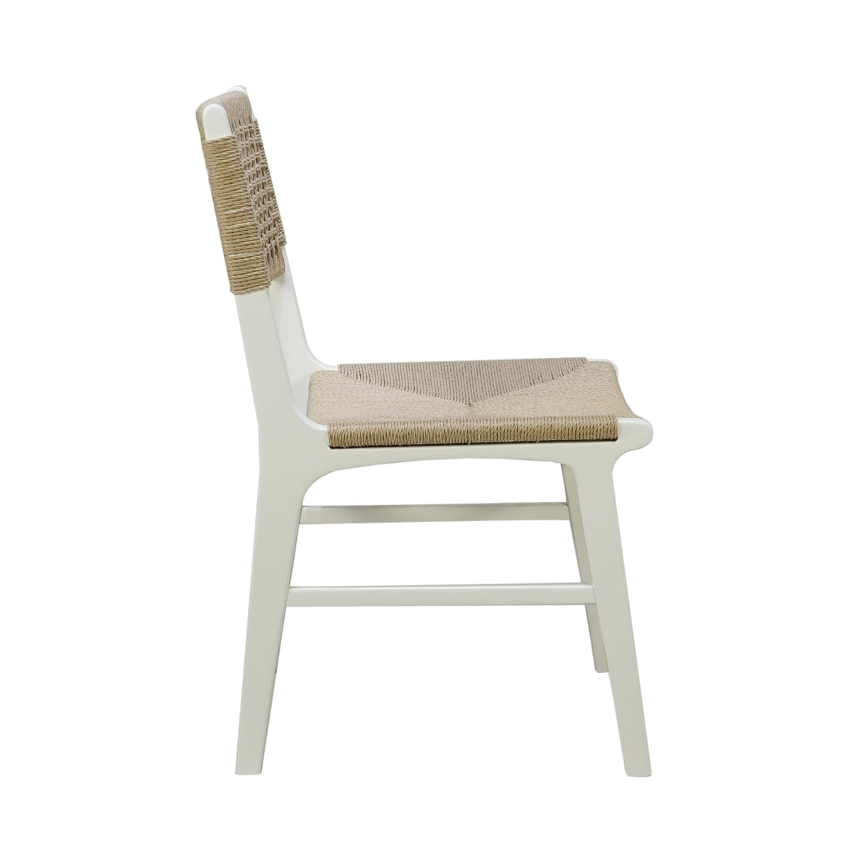 Worlds Away Rattan Wrapped Dining Chair In Matte White Lacquer