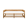 Worlds Away Cane Bench With Low Seat Back And Ivory Linen Cushion