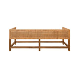 Worlds Away Cane Bench With Low Seat Back And Ivory Linen Cushion