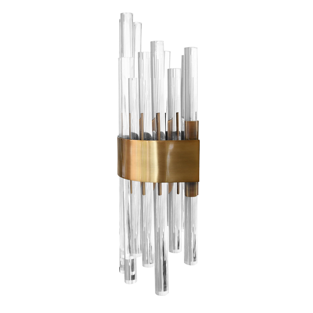 Worlds Away Acrylic Rod Sconce With Antique Brass Band