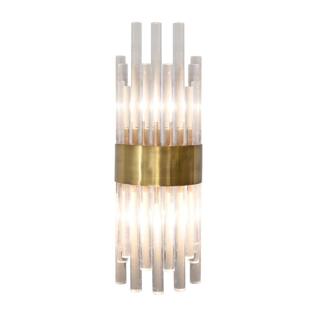 Worlds Away Acrylic Rod Sconce With Antique Brass Band
