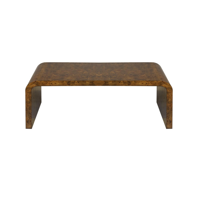 Worlds Away Dark Burlwood Waterfall Coffee Table