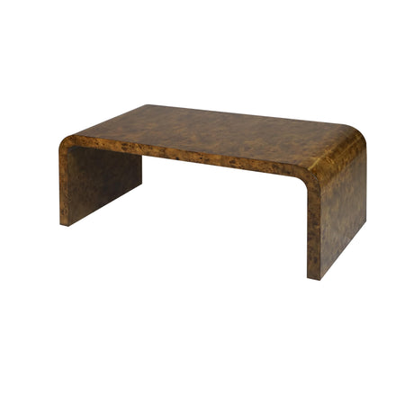 Worlds Away Dark Burlwood Waterfall Coffee Table