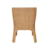 Worlds Away Basketweave Rattan Wrapped Dining Chair With Ivory Linen Cushion