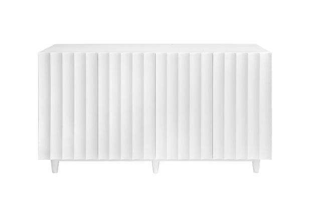 Worlds Away White Lacq 4 Dr Scalloped Front Cabinet