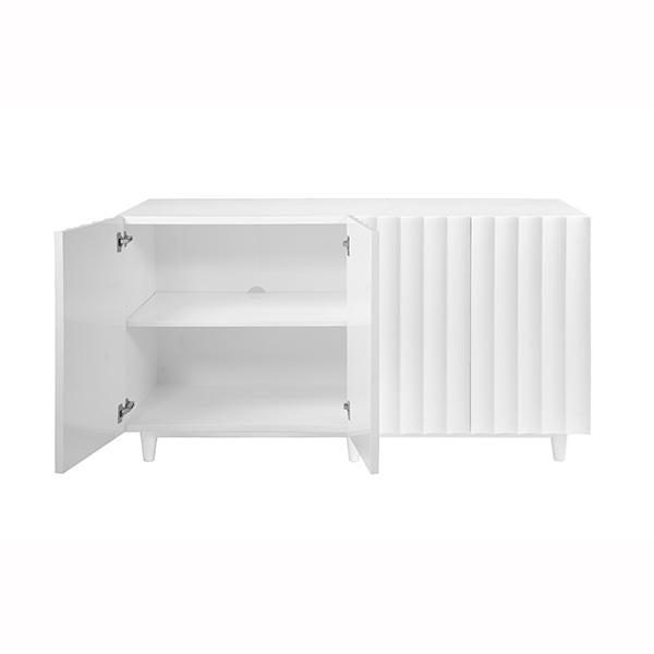 Worlds Away White Lacq 4 Dr Scalloped Front Cabinet