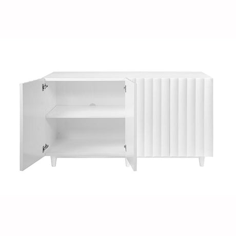 Worlds Away White Lacq 4 Dr Scalloped Front Cabinet