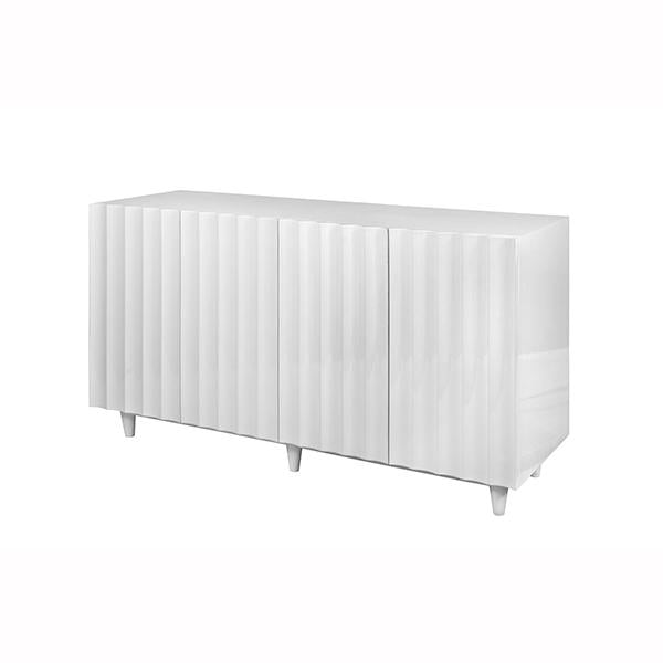 Worlds Away White Lacq 4 Dr Scalloped Front Cabinet