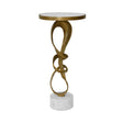 Worlds Away Round Sculptural Loop Base Side Table In Antique Brass With Inset Mirror Top