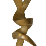 Worlds Away Round Sculptural Loop Base Side Table In Antique Brass With Inset Mirror Top