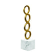 Worlds Away Stacked Circle Shaped Textured Brass Sculpture With White Marble Base