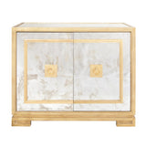 Worlds Away Antq. Mirror & Gl 2 Door Cabinet W Greek Key Detail