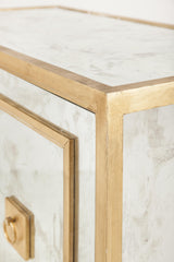 Worlds Away Antq. Mirror & Gl 2 Door Cabinet W Greek Key Detail