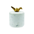 Worlds Away White Marble Container With Brass Origami Bird