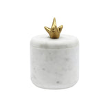 Worlds Away White Marble Container With Brass Origami Bird
