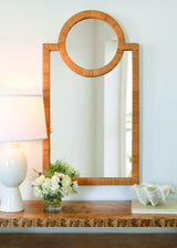Worlds Away Rattan Wrapped Mirror With Circle Detail