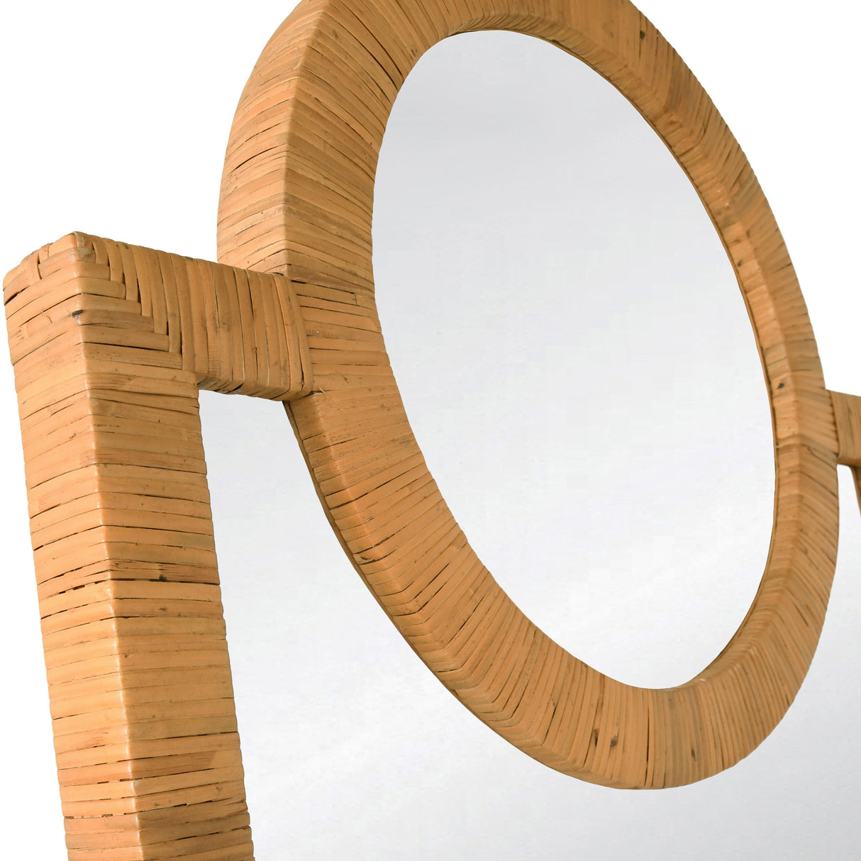 Worlds Away Rattan Wrapped Mirror With Circle Detail