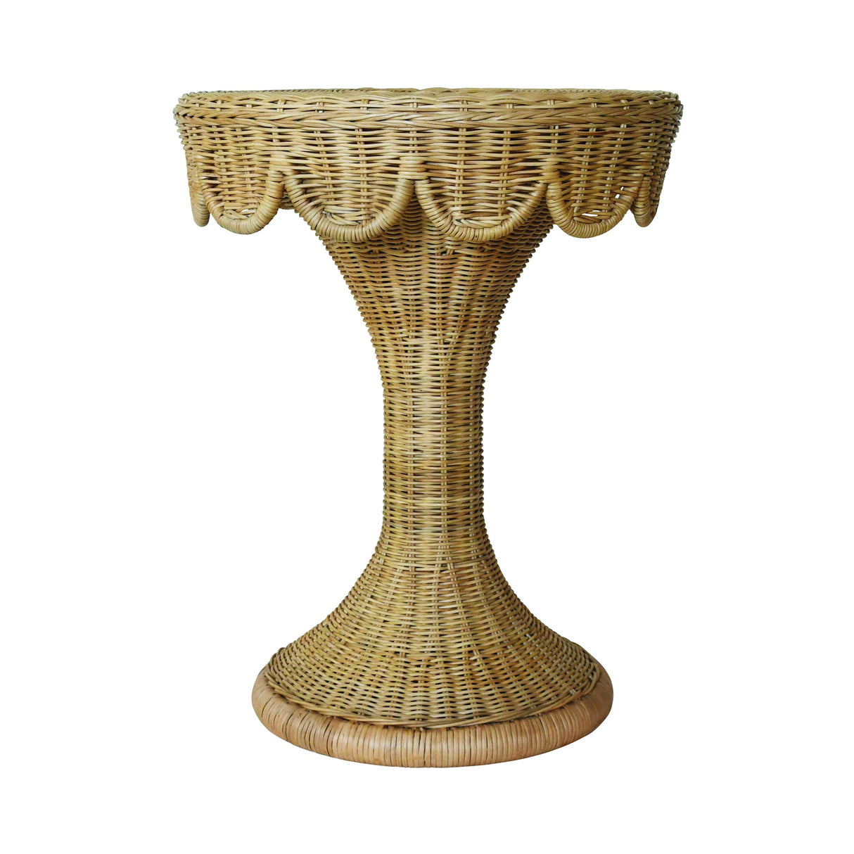 Worlds Away Round Pedestal Side Table With Scallop Edge