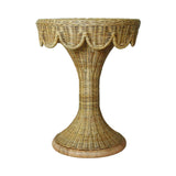 Worlds Away Round Pedestal Side Table With Scallop Edge
