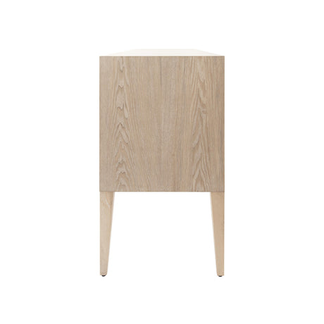 Worlds Away Fluted Six Drawer Buffet With Brass Knobs In Cerused Oak