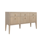 Worlds Away Fluted Six Drawer Buffet With Brass Knobs In Cerused Oak