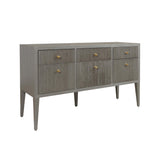 Worlds Away Fluted Six Drawer Buffet With Brass Knobs In Smoke Grey Oak