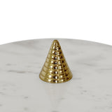 Worlds Away Round Side Table With Conical Coiled Brass Base And White Marble Top