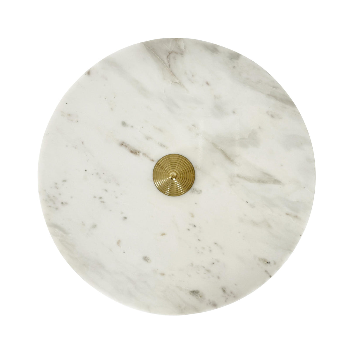 Worlds Away Round Side Table With Conical Coiled Brass Base And White Marble Top