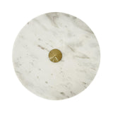 Worlds Away Round Side Table With Conical Coiled Brass Base And White Marble Top